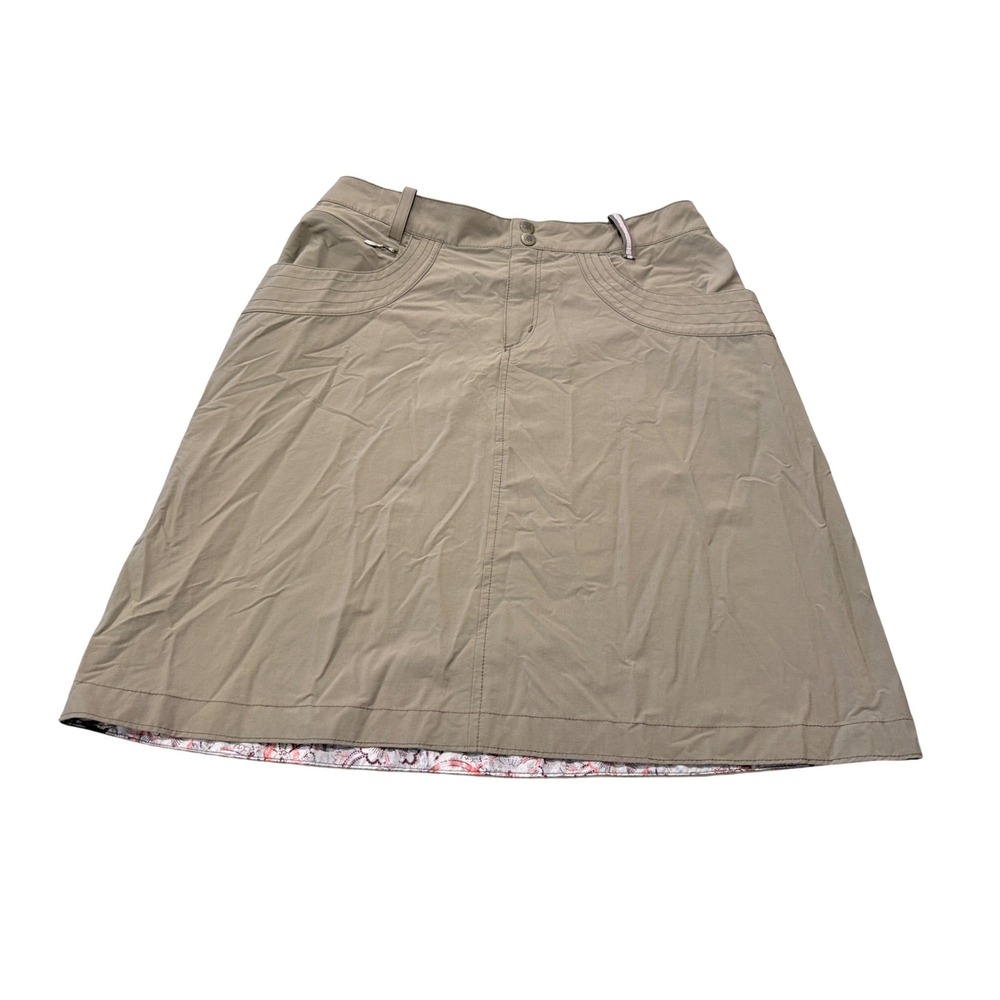 Sherpa Adventure Gear Womens Khaki Tan Hiking Skort Paisley Trim Size 2